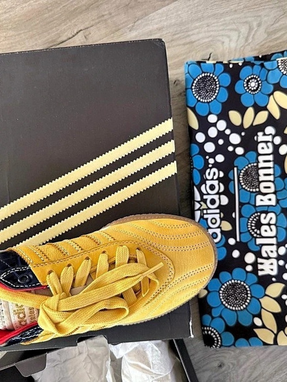 adidas Wales Bonner Samba Suede Floral Sneakers Yellow & Black US 6 NWT